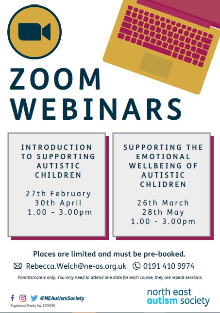 Zoom webinar leaflet with dates on for training sessions