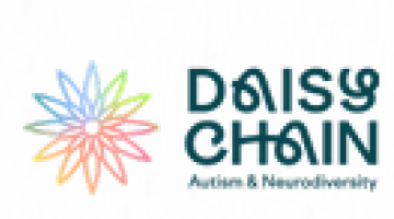 rainbow coloured flower with Daisy Chain in text