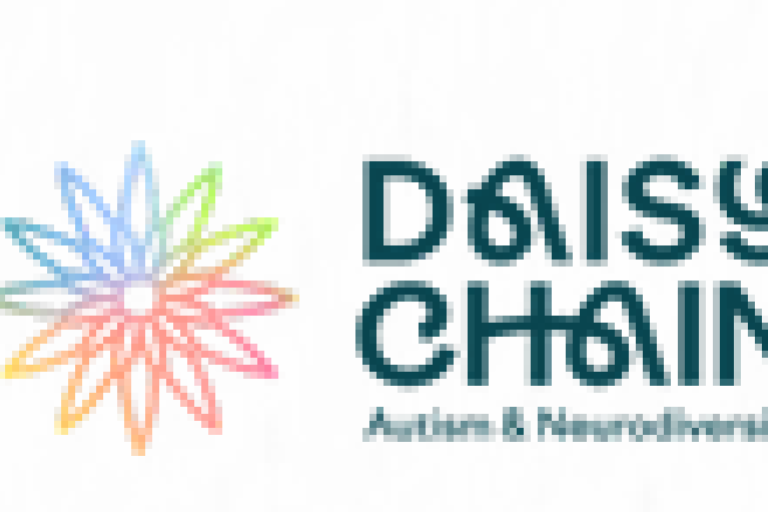 rainbow coloured flower with Daisy Chain in text