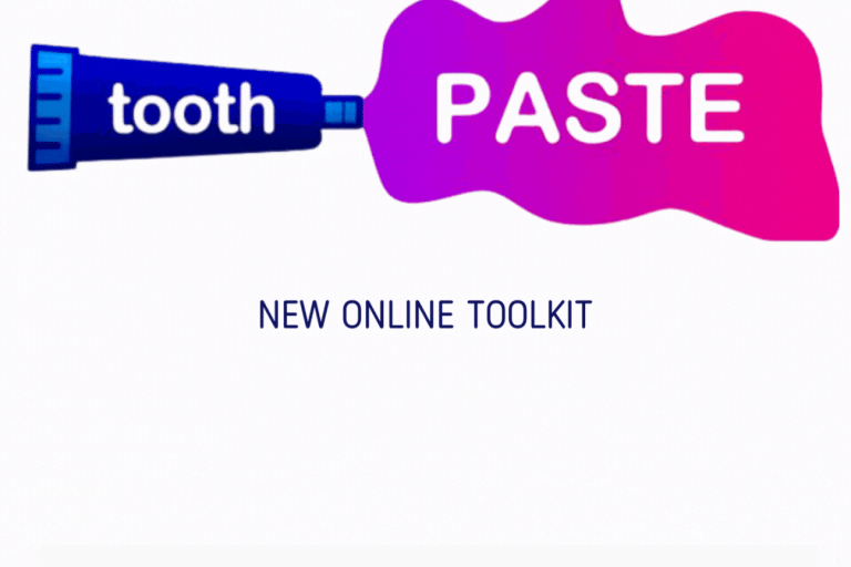 toothpaste tube with the word tooth written on it and PASTE coming out of the top