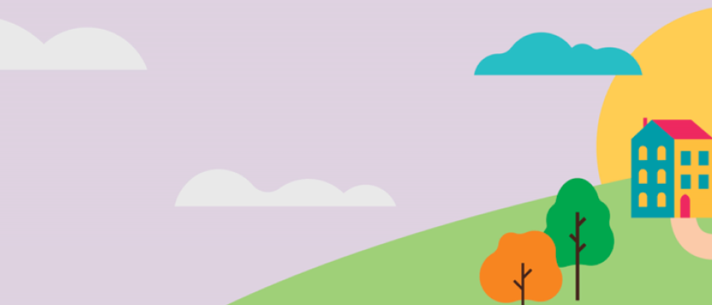 Drawing of fill with houses and trees