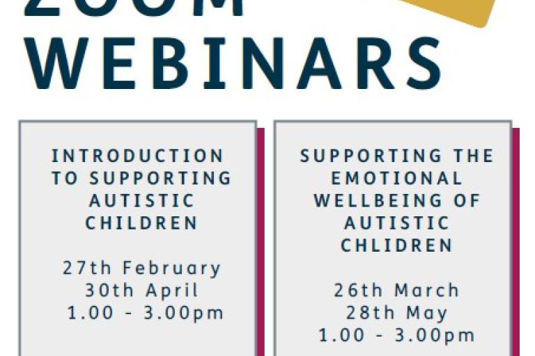 Zoom webinar leaflet with dates on for training sessions