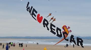 photograph of a kite showing We Love Redcar